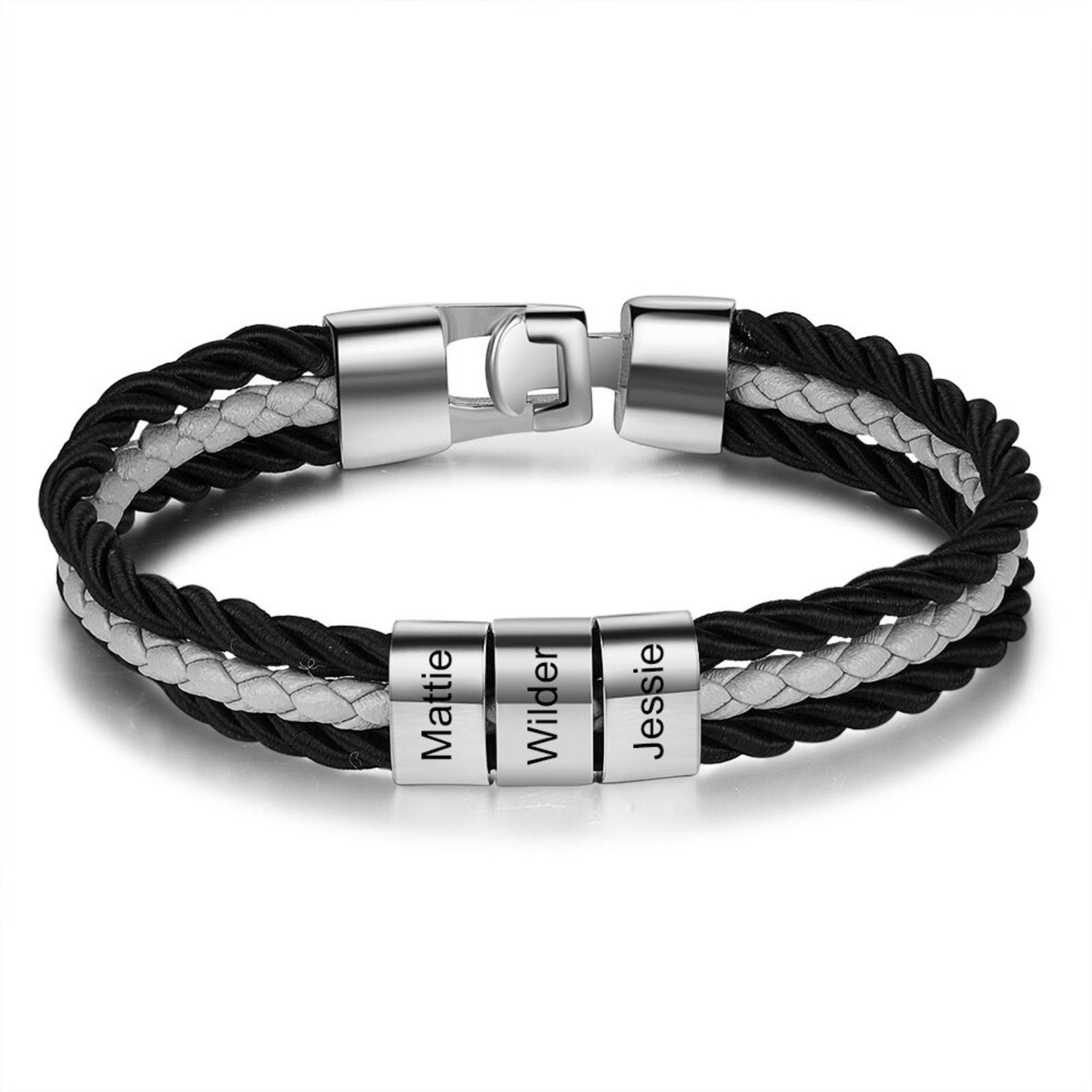 Engraved 3 Name Bracelet for Men Mens Bracelet With 3 Kids Etsy