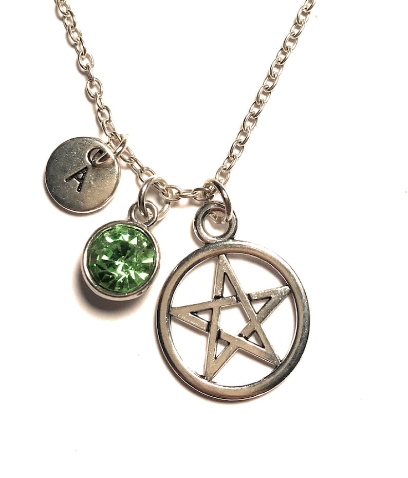 Satanic Gift Pentagram Pendant Pentagram Necklace Silver Women Girls Pentagram Jewelry Initial Birthstone Letter Pentagram Charm