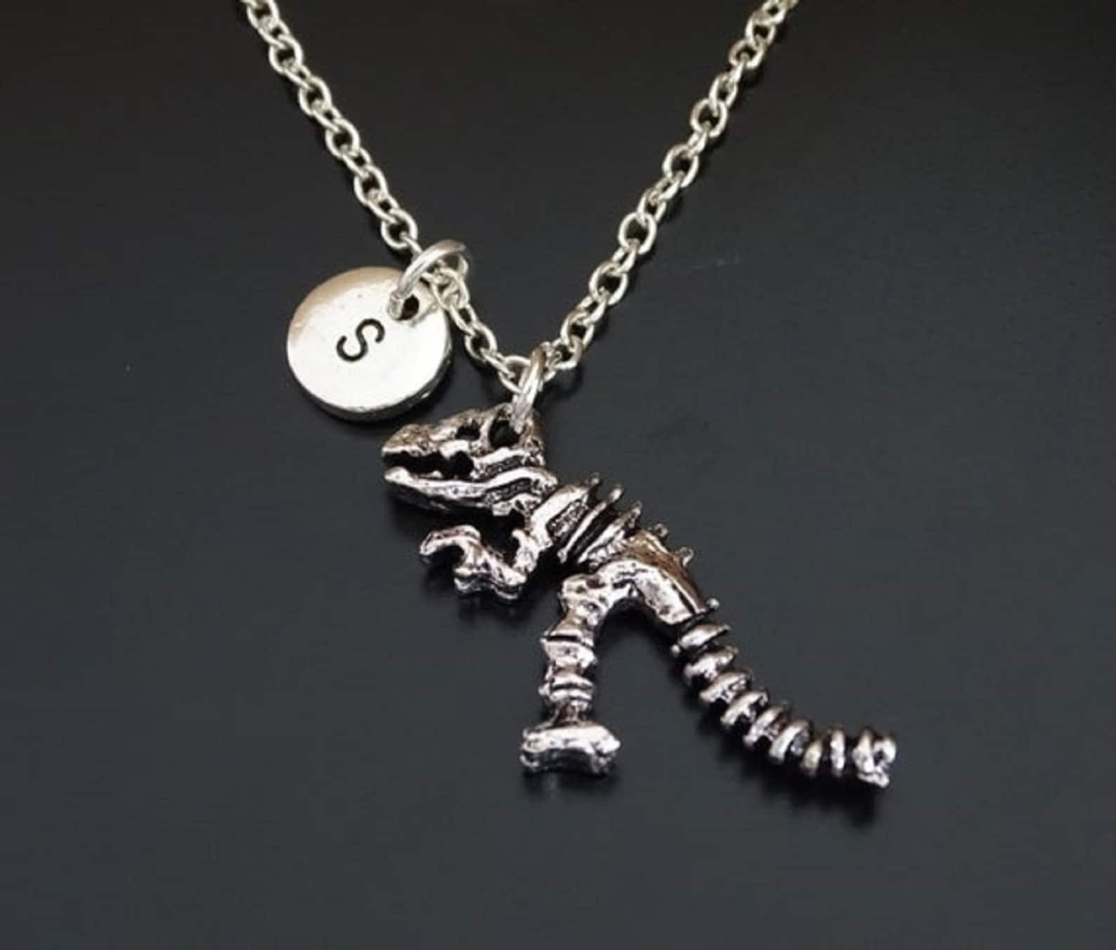 Dinosaur Necklace Silver Dinosaur Necklace Dinosaur Charm Etsy