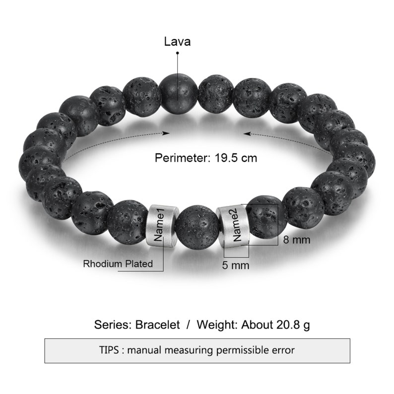 Personalized Engraved Mens Lava Stone Bracelet With Names - Etsy