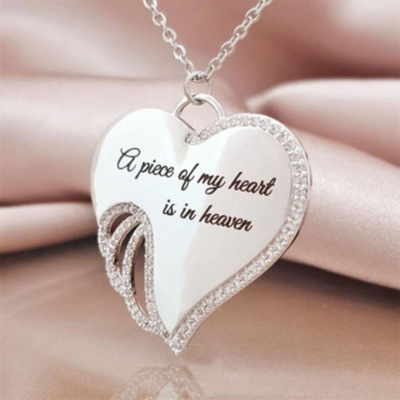 A Piece of My Heart is in Heaven Necklace Memorial Jewelry - Etsy