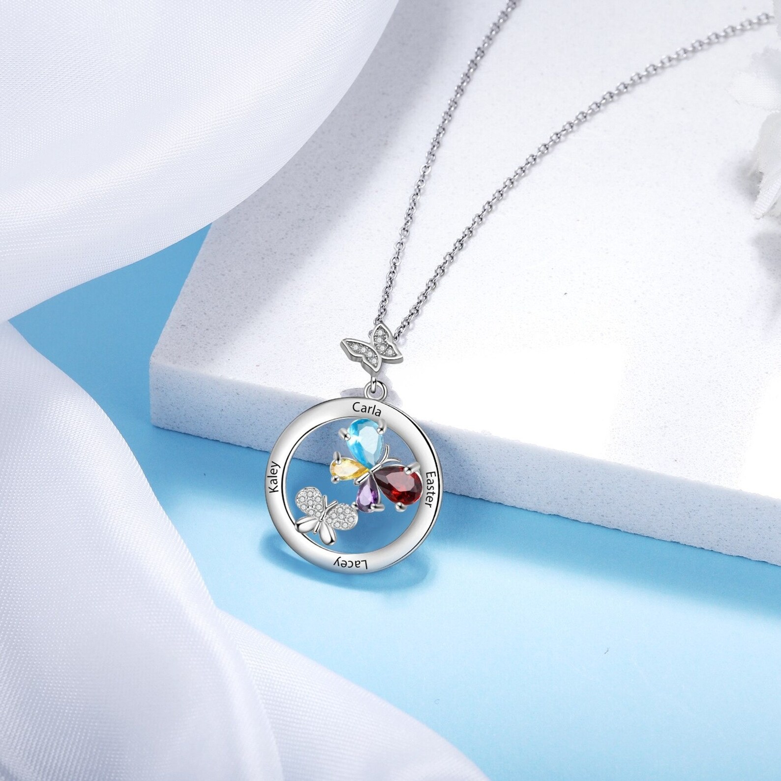 Personalized Engraved Butterfly Name Birthstone Necklace for - Etsy
