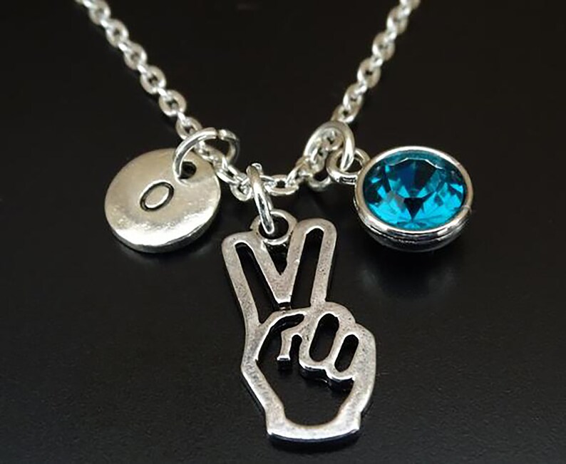 Peace Sign Gifts Peace Sign Jewelry Peace Sign Necklace Women V Sign Necklace Victory Sign Necklace Peace Sign Hand Necklace