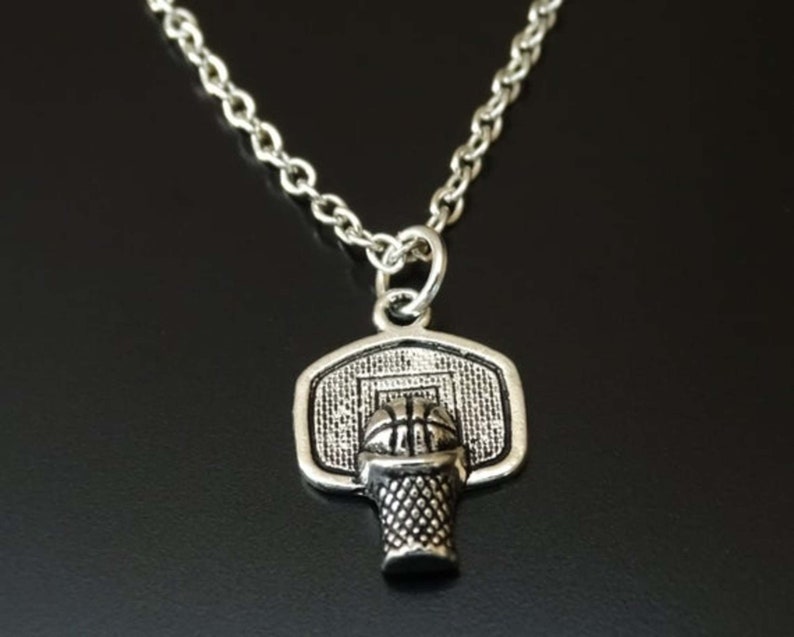 Basketball Necklace Silver Basketball Charm Necklace Etsy