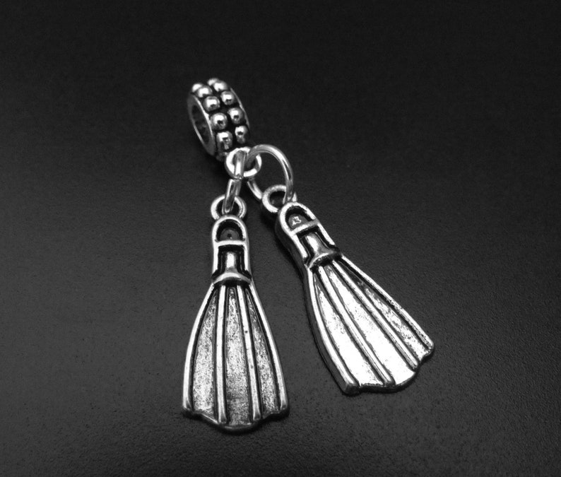 Swimming Fin Charm Diver Fin Dangle Charm Diving Bracelet Diver Charm Diver Fin Charm fits European and Brand Bracelets Maritime