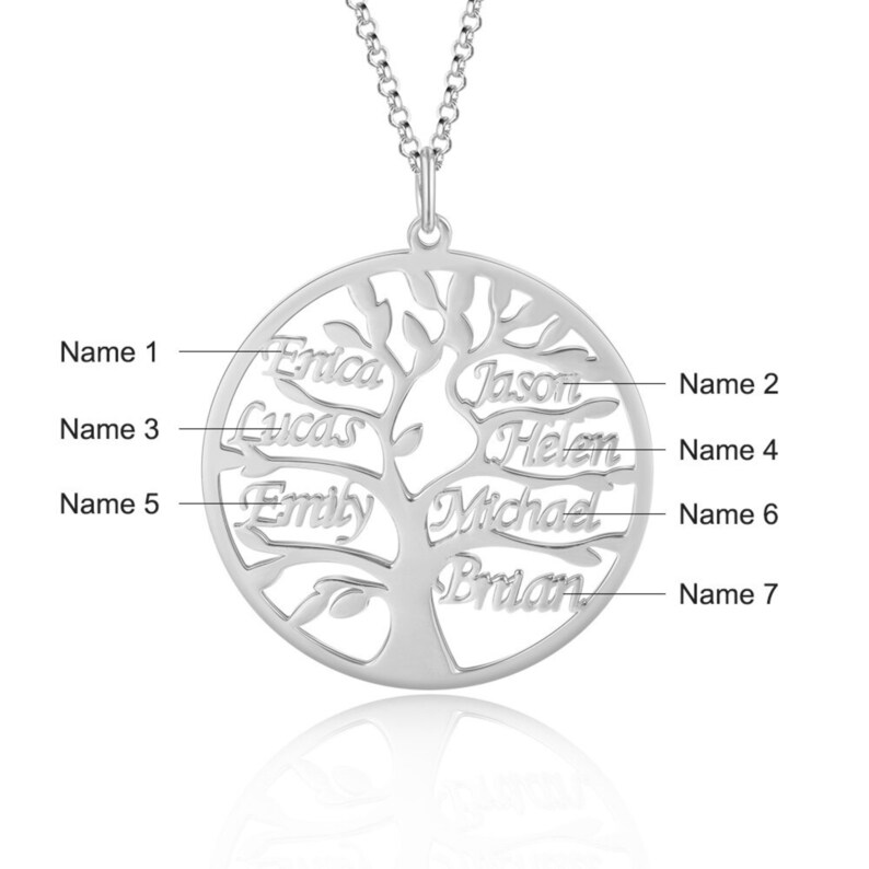 Family Tree Necklace With Names Personalized Family Necklace Etsy