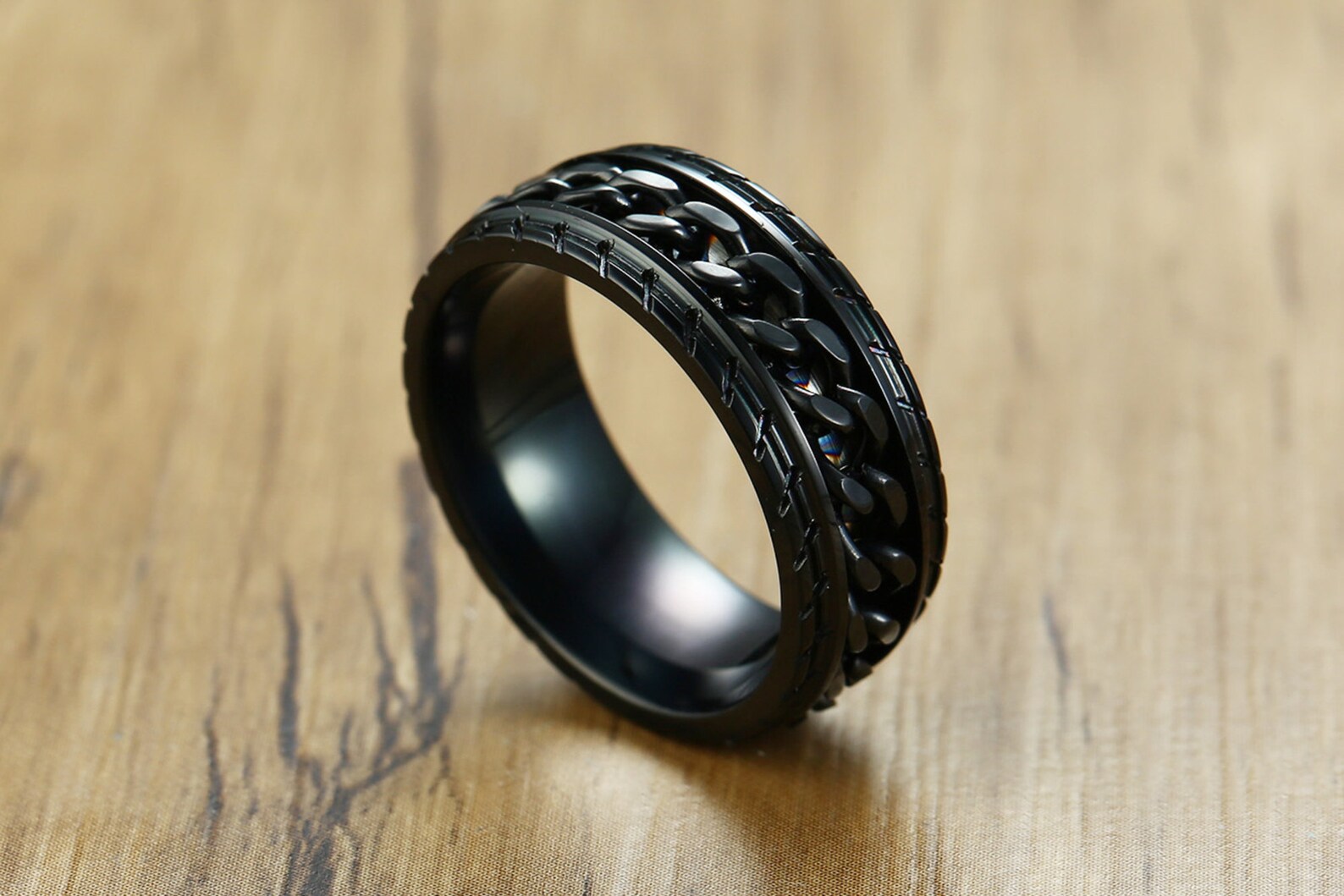 Mens Ring Engraved Personalized Black Stainless Steel Mens Etsy