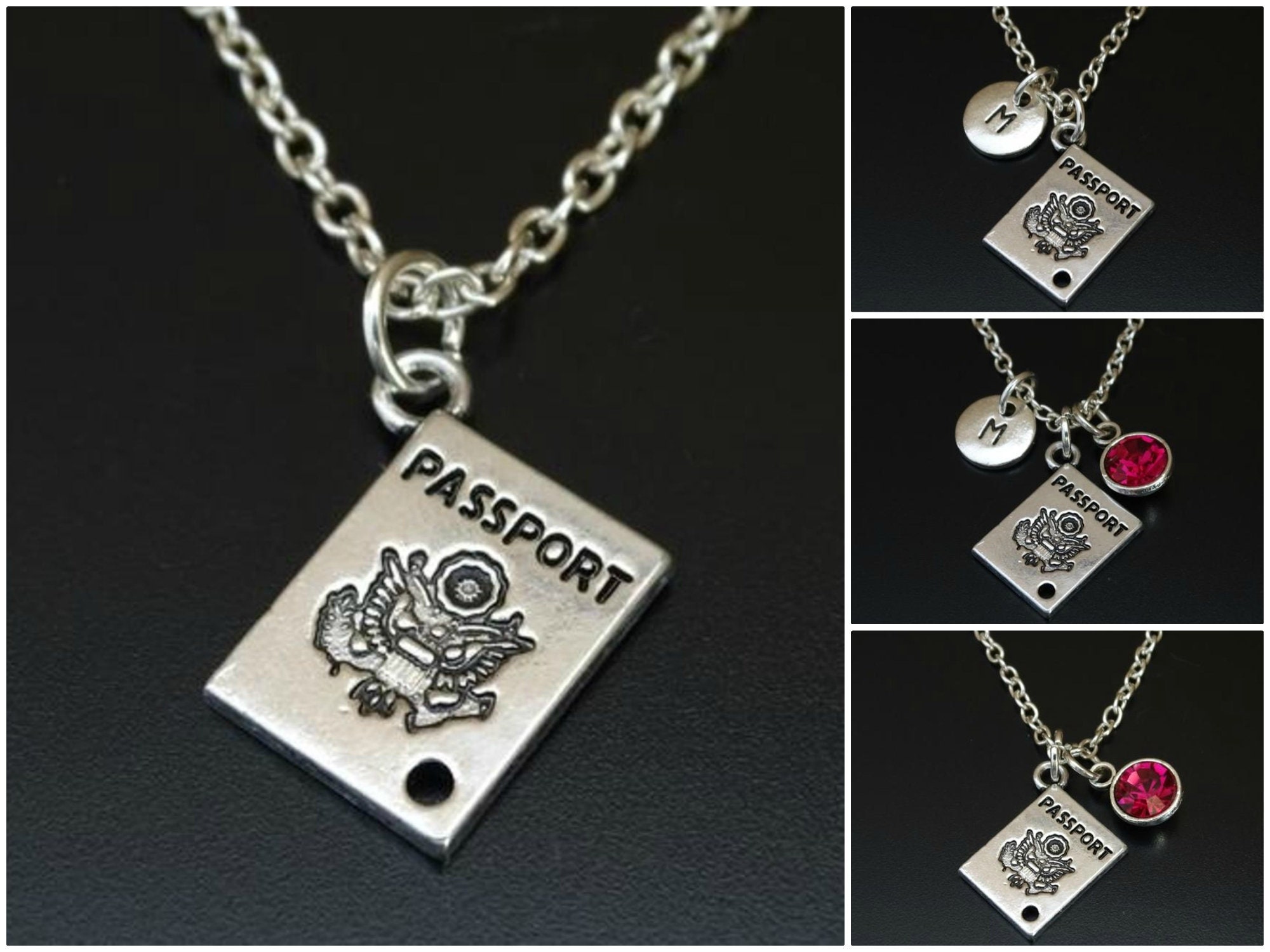 Passport Necklace Silver Passport Charm Necklace Passport Etsy