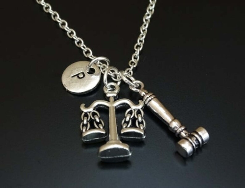 Scales of Justice and Gavel Necklace Silver Lawyer Charm Etsy