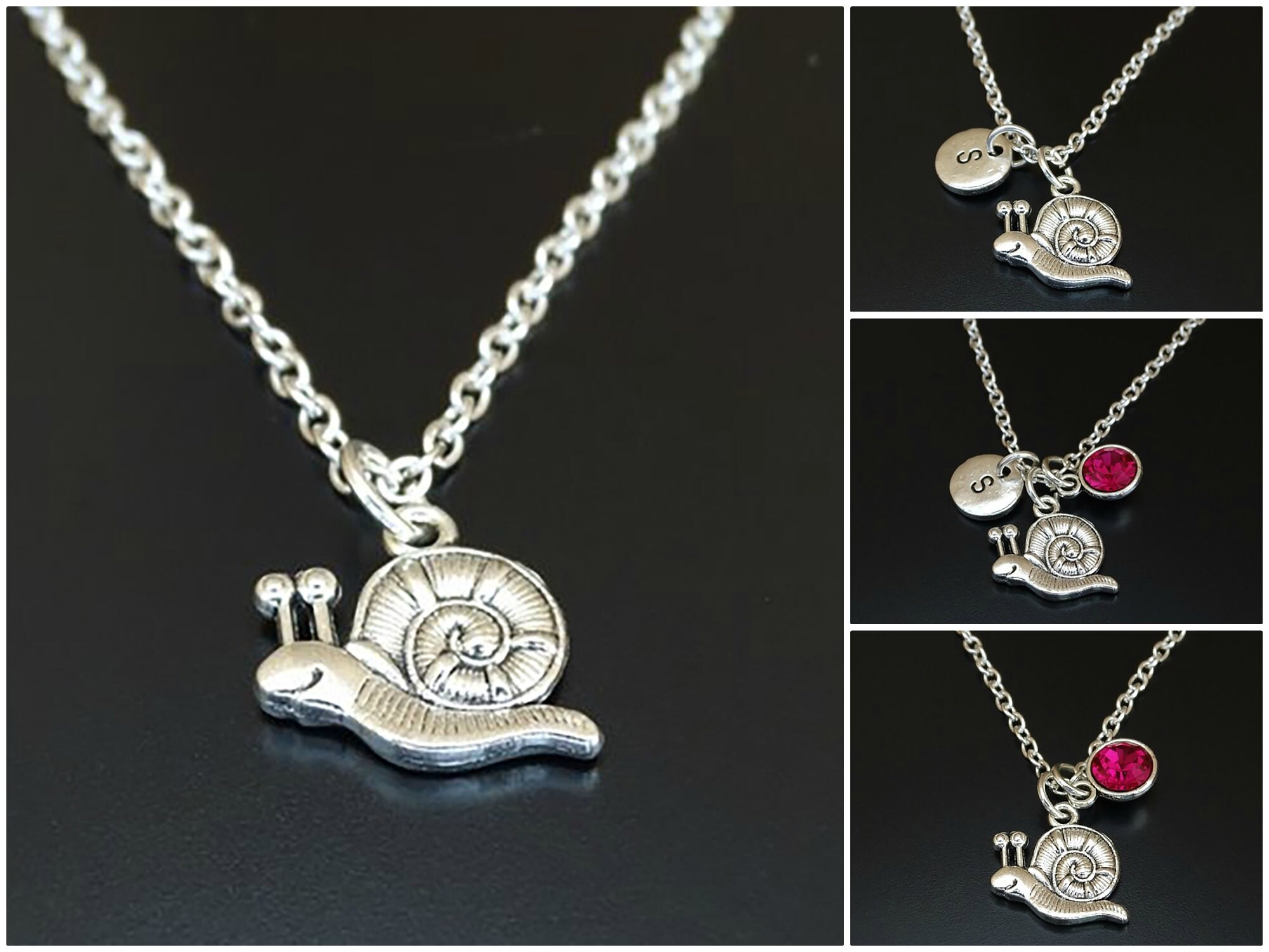 Snail Necklace Sterling Silver Snail Necklace Snail Charm Etsy