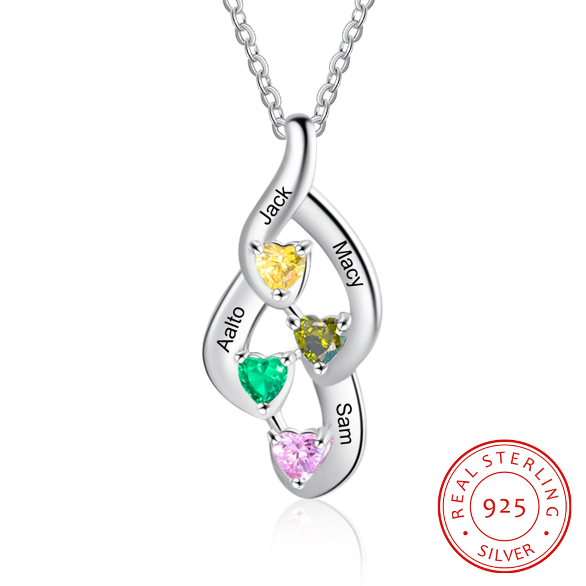 4 birthstone necklace for mom online