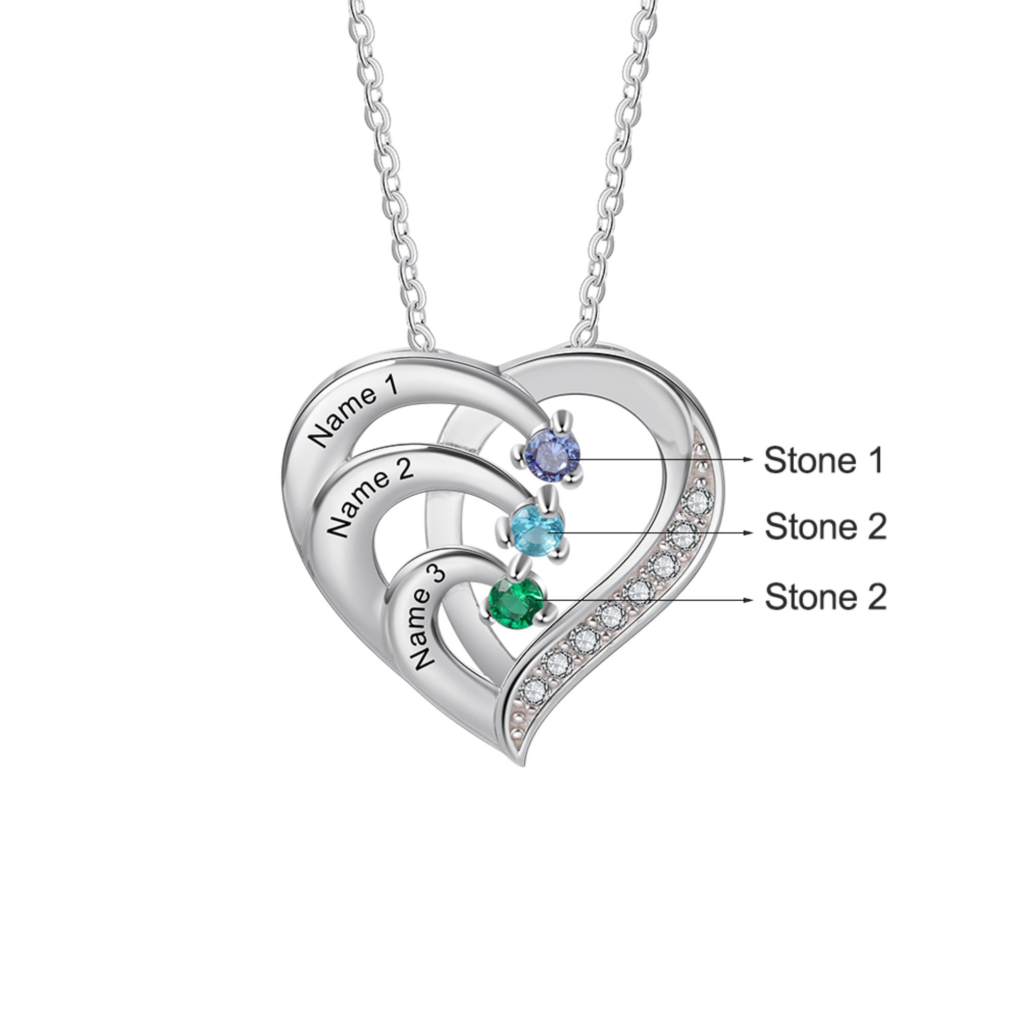 Multiple Birthstone Necklace in Silver by Talisa Jewelry