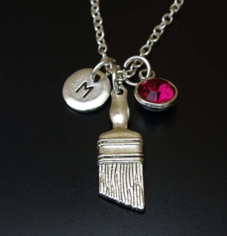 Paint Brush Necklace Silver Paint Brush Charm Necklace Etsy