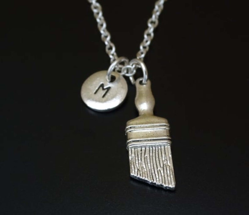 Paint Brush Necklace Silver Paint Brush Charm Necklace Etsy