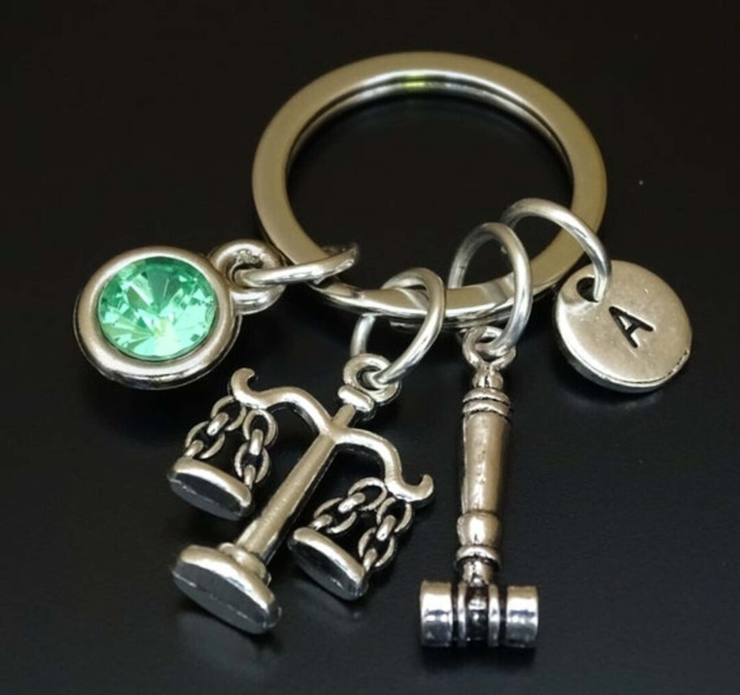 Scales of Justice Gavel Keychain Personalized Initial & Etsy
