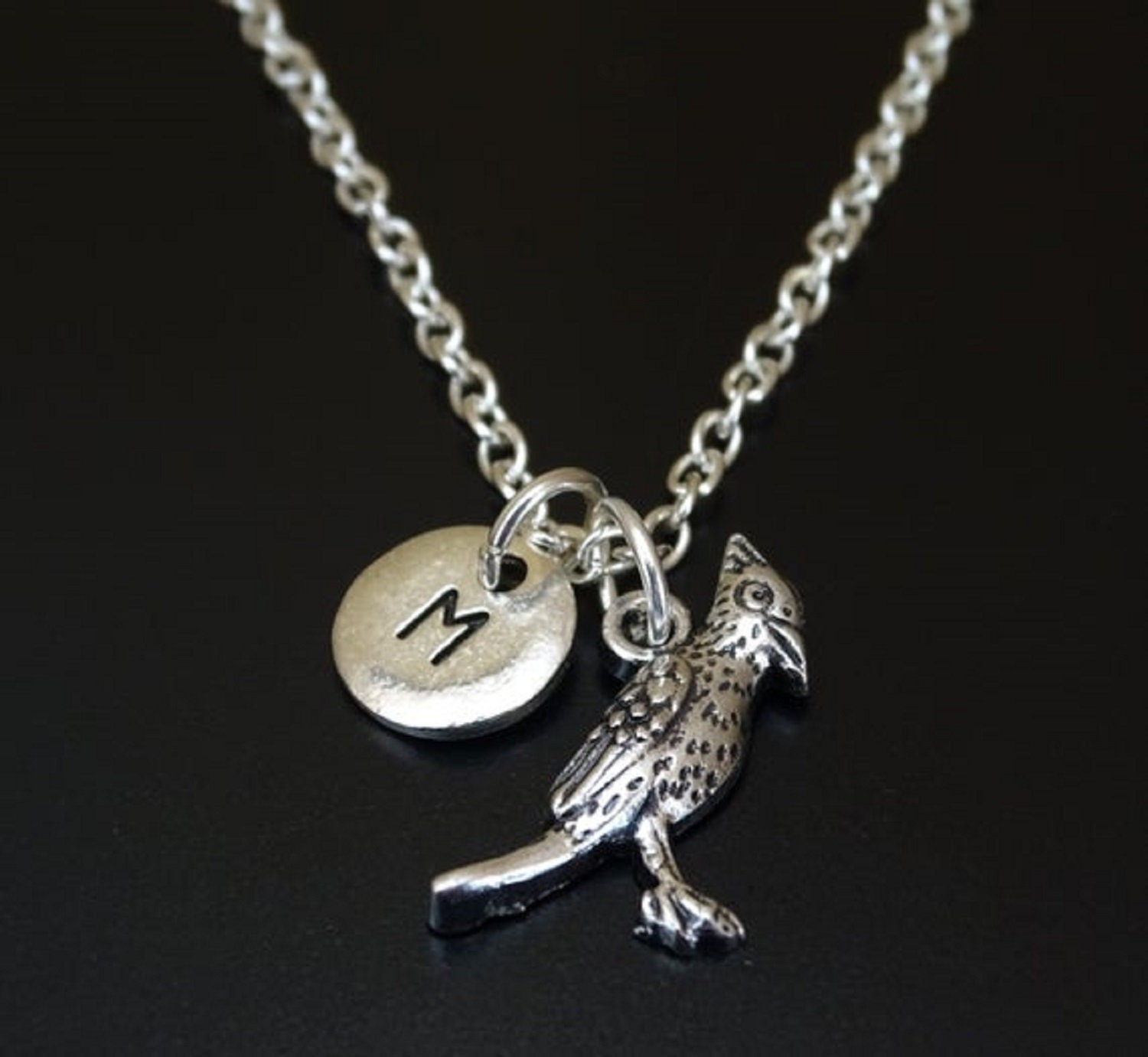 Cardinal Necklace Silver Cardinal Charm Necklace Cardinal | Etsy
