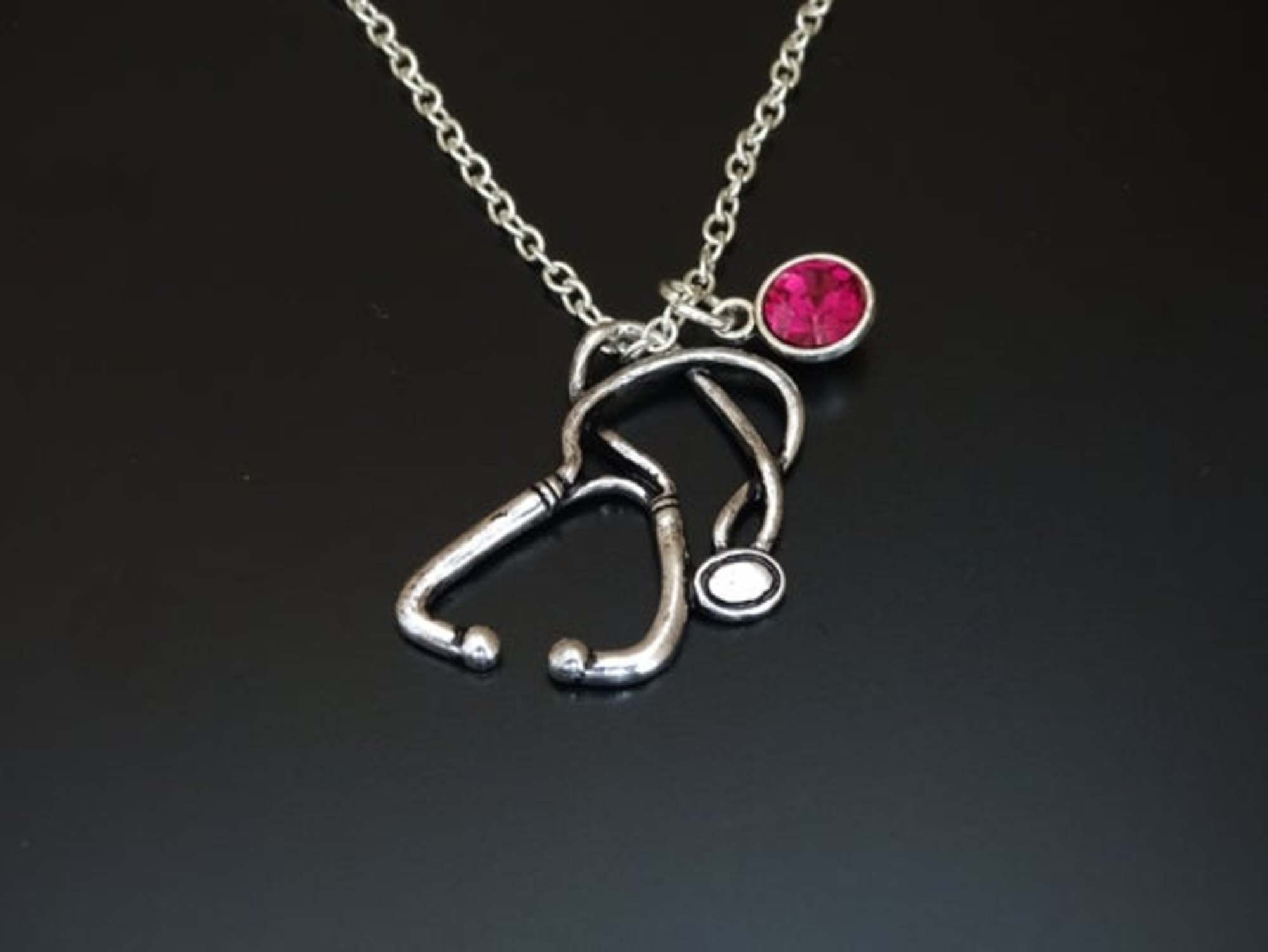 Stethoscope Necklace Silver Stethoscope Charm Necklace Etsy