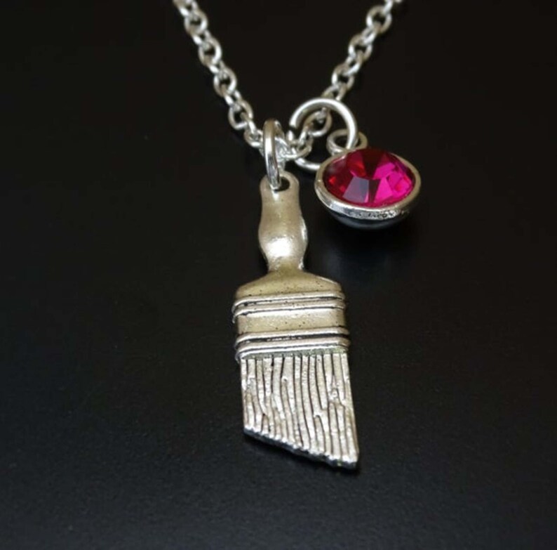 Paint Brush Necklace Silver Paint Brush Charm Necklace Etsy