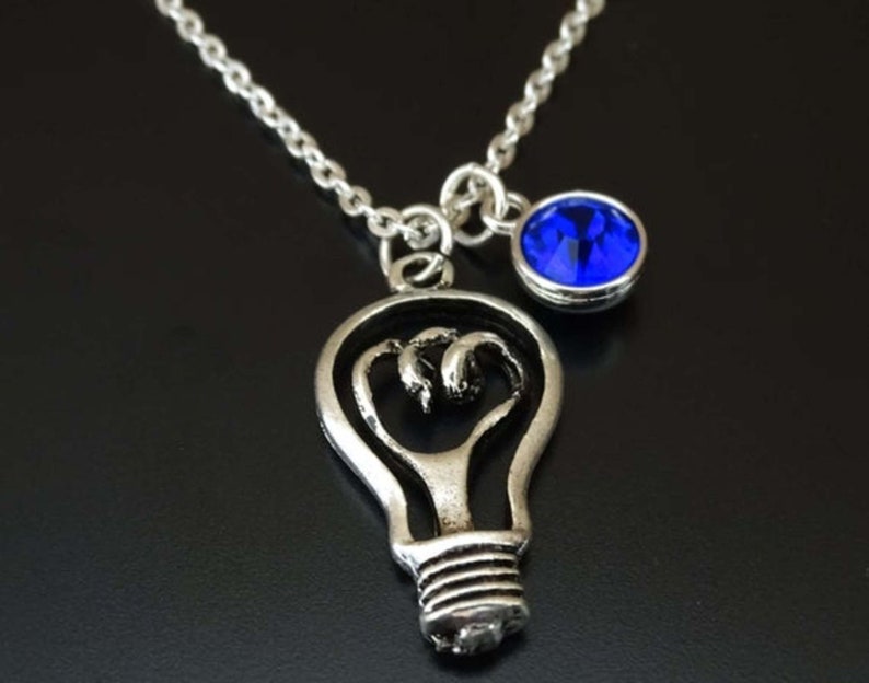 Light Bulb Necklace Silver Light Bulb Charm Necklace Light Etsy