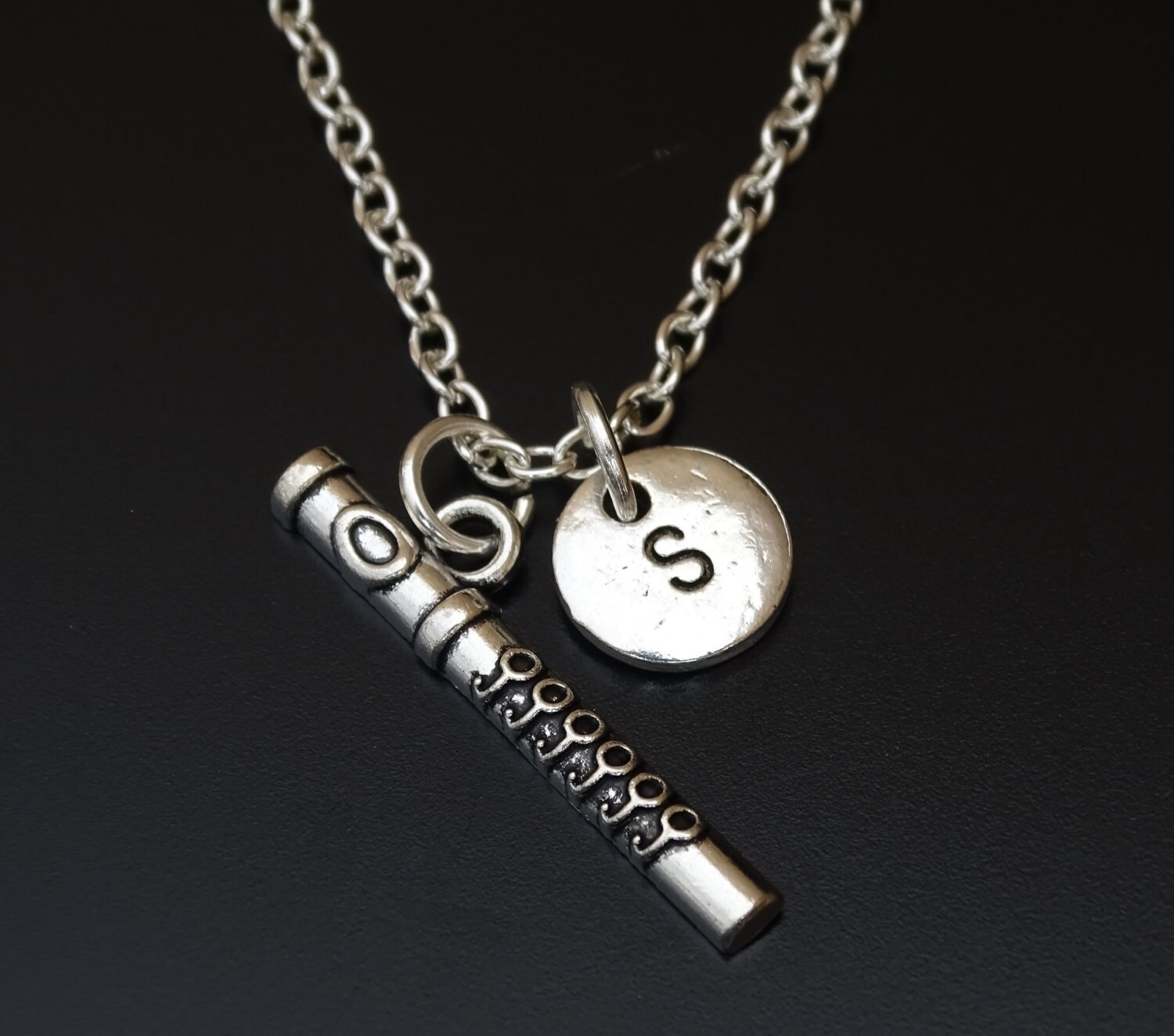 Flute Necklace Flute Jewelry Flute Charm Flute Pendant Etsy