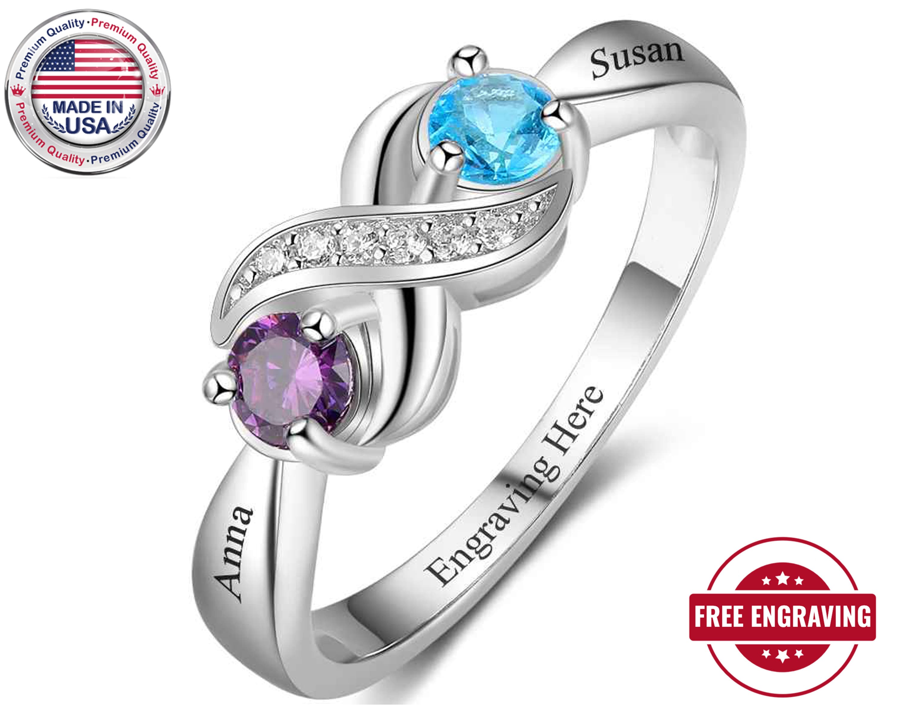 Mothers Ring 2 Birthstone 2 Name 