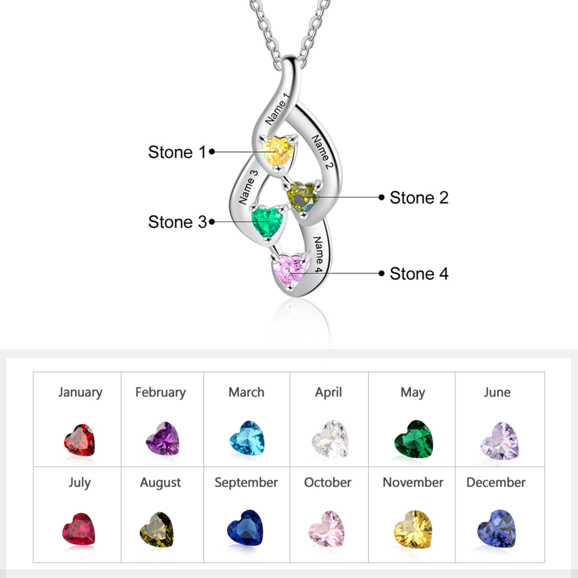 Rosheng 925 Sterling Silver 4 Claws Round Birthstone Pendant Necklace for  Women Rainbow Color Stone Fashion Fine Jewelry Gift - AliExpress