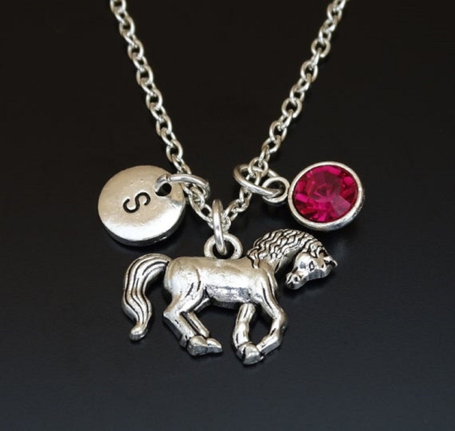 Horse Necklace Silver Horse Charm Necklace Horse Charm Etsy