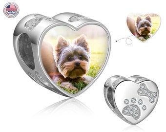 Personalized Pet Photo Charm fits Bracelets and Necklaces - Dog Picture Charm - Pet Memorial Bead - Personalized Dog Photo Bracelet