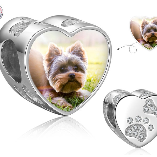 Personalized Pet Photo Charm fits Bracelets and Necklaces - Dog Picture Charm - Pet Memorial Bead - Personalized Dog Photo Bracelet