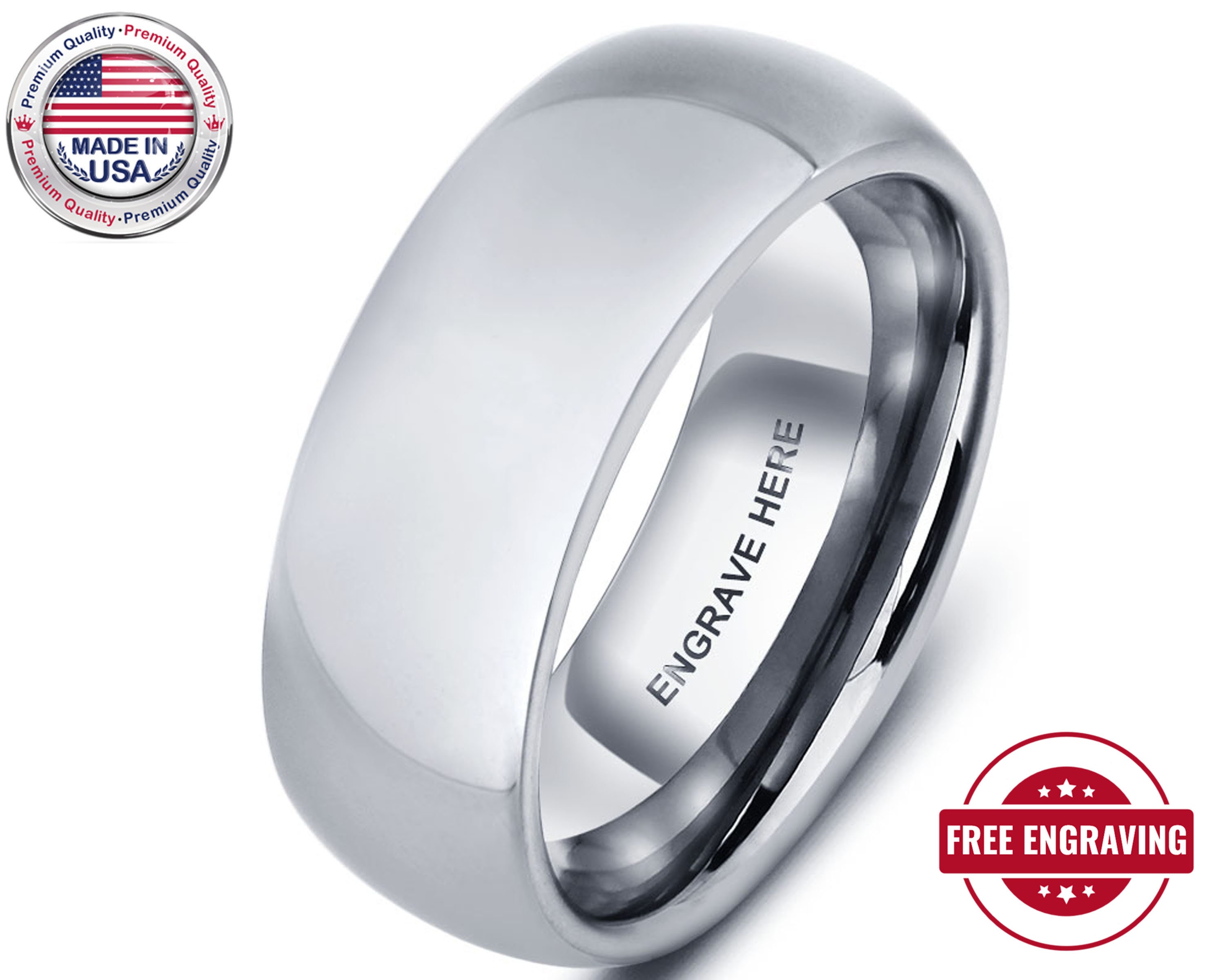 Mens Ring Engraved Personalized Silver Tungsten Mens Promise Etsy
