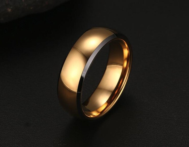 Mens Ring Engraved Personalized Gold Stainless Steel Custom Etsy