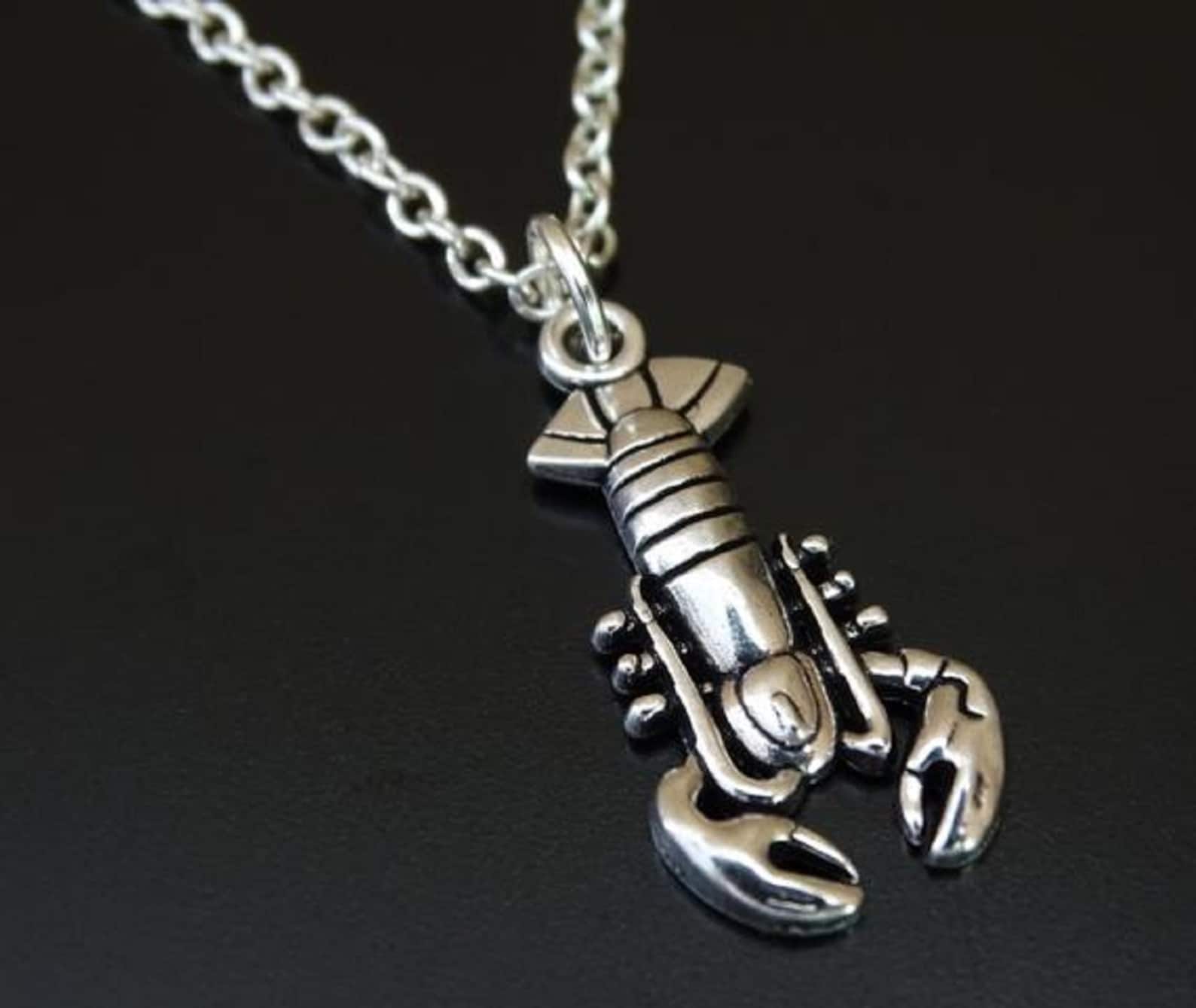 Lobster Necklace Silver Lobster Charm Necklace Lobster Etsy