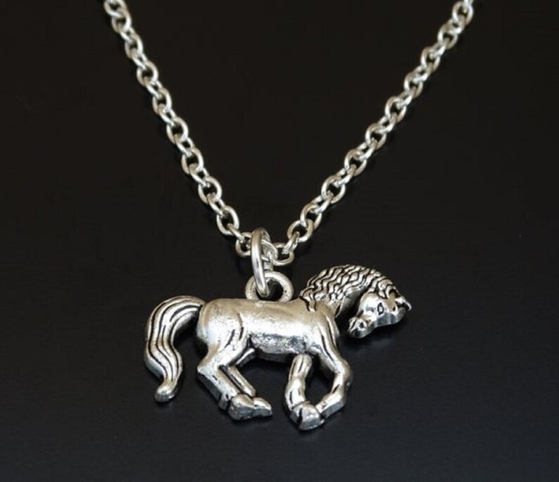 Horse Necklace Silver Horse Charm Necklace Horse Charm Etsy