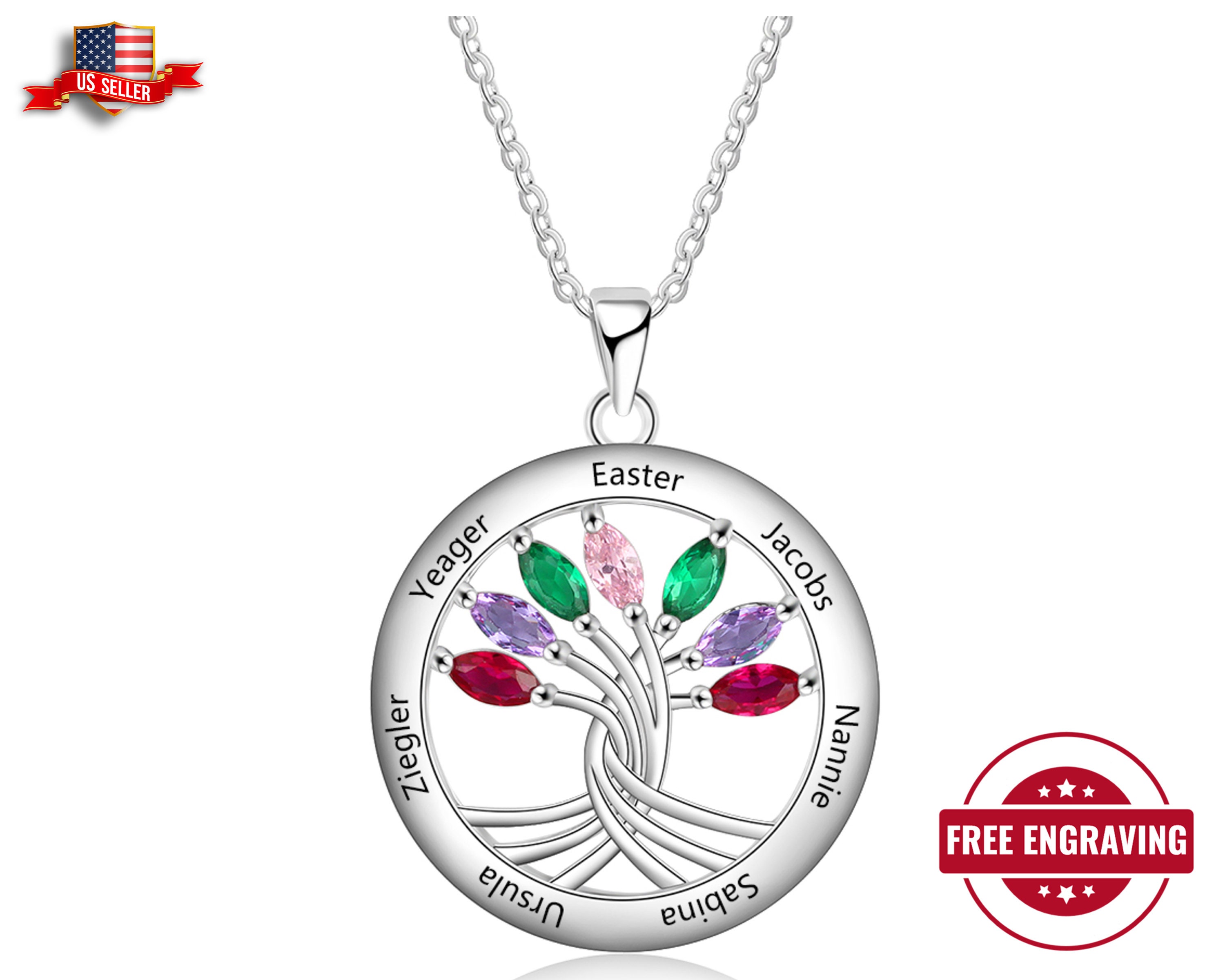 Personalized Birthstone Name Necklace 7 