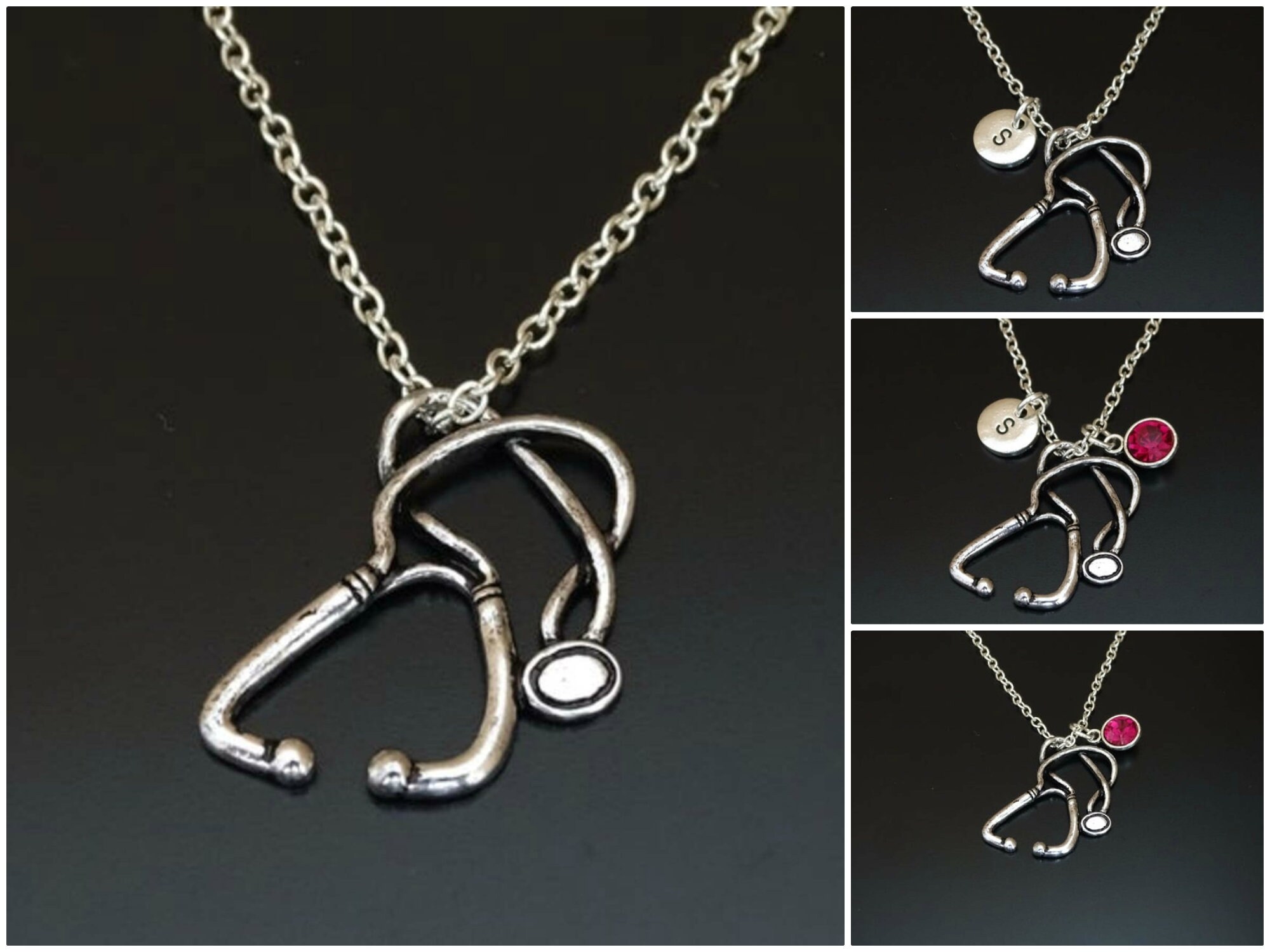 Stethoscope Necklace Silver Stethoscope Charm Necklace Etsy