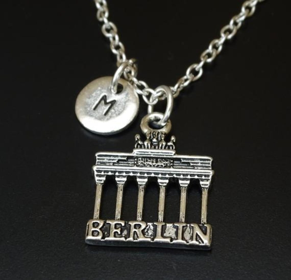 Berlin Necklace Silver Berlin Charm Necklace Berlin Etsy