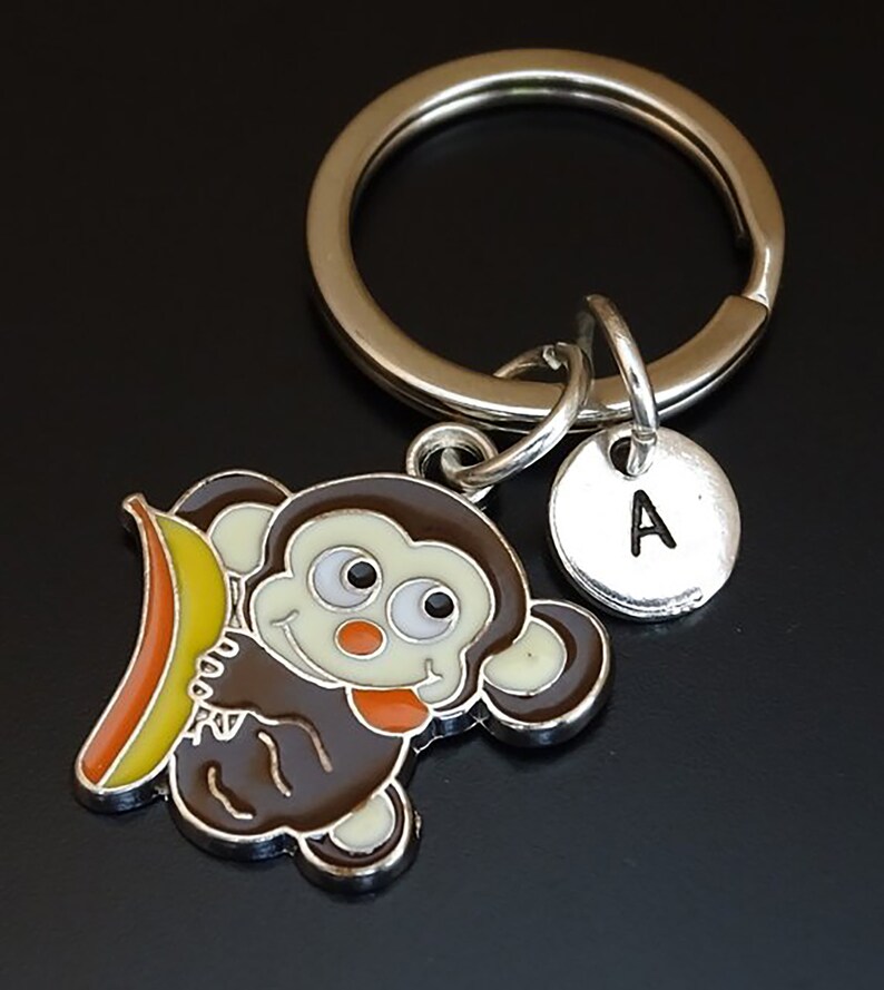 Monkey Keychain Monkey Key Chain Silver Monkey Keychain Etsy