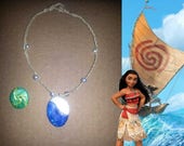Moana Inspired Shell and Pearl Necklace with BONUS Glow-in-the-dark Heart of Te Fiti - Costume Jewelry - Princess Luau Jewelry