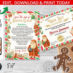 Carta de Papá Noel. Bonita tarjeta de lista. Paquete de tarjetas navideñas. Correo del Polo Norte Santa Claus. Elfos. Carta de devolución. Editable imprimible. 205HPA 32