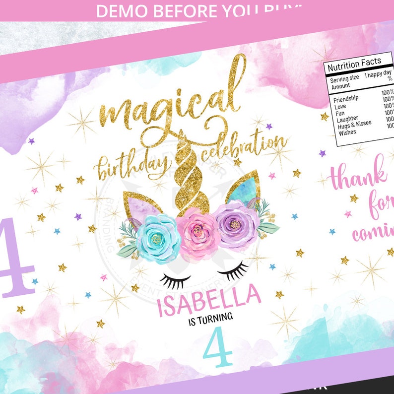 unicorn magical chips bag snacks treat bags unicorn chip