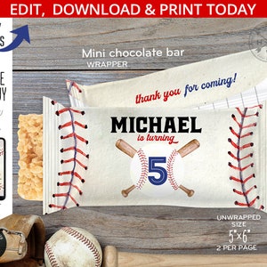 Baseball Reis Krispies behandelt Sport Wrapper Label, jeder Altersgeburtstag Rookie bevorzugt krispy knusprige Leckerei. Bearbeitbare Vorlage. 191HPA 32 A