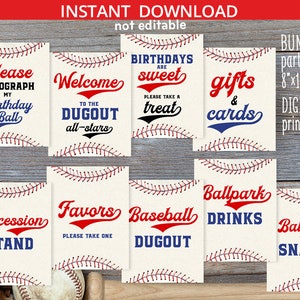 Lot de décorations de fête de recrues imprimables 8 x 10 pour table de baseball. Cadeaux de bienvenue collations. Téléchargement instantané. NON MODIFIABLE. 191HPA 22D