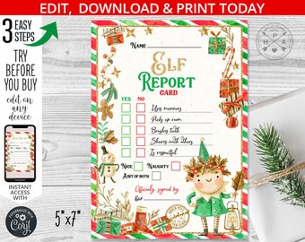 Elf report card. Notes from the Elf. Christmas elves letter. Surveillance official North Pole warning mail. Editable printable. 205HPA 09 A