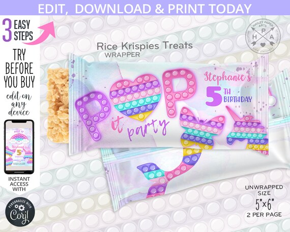 Rice krispie treats label template