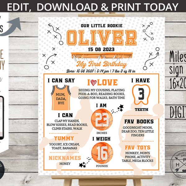 Basketball Birthday Sign - Etsy