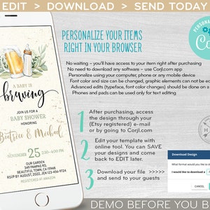 A baby is brewing electronic baby shower invitation beer milk smartphone e-vite, digital selfediting invite. E173 02 173hpa image 4