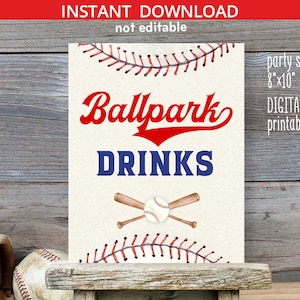 Baseball ballpark drinks birthday table sign 8x10 printable rookie all-stars party decoration. Instant download. NOT EDITABLE 191HPA 22 D3 B