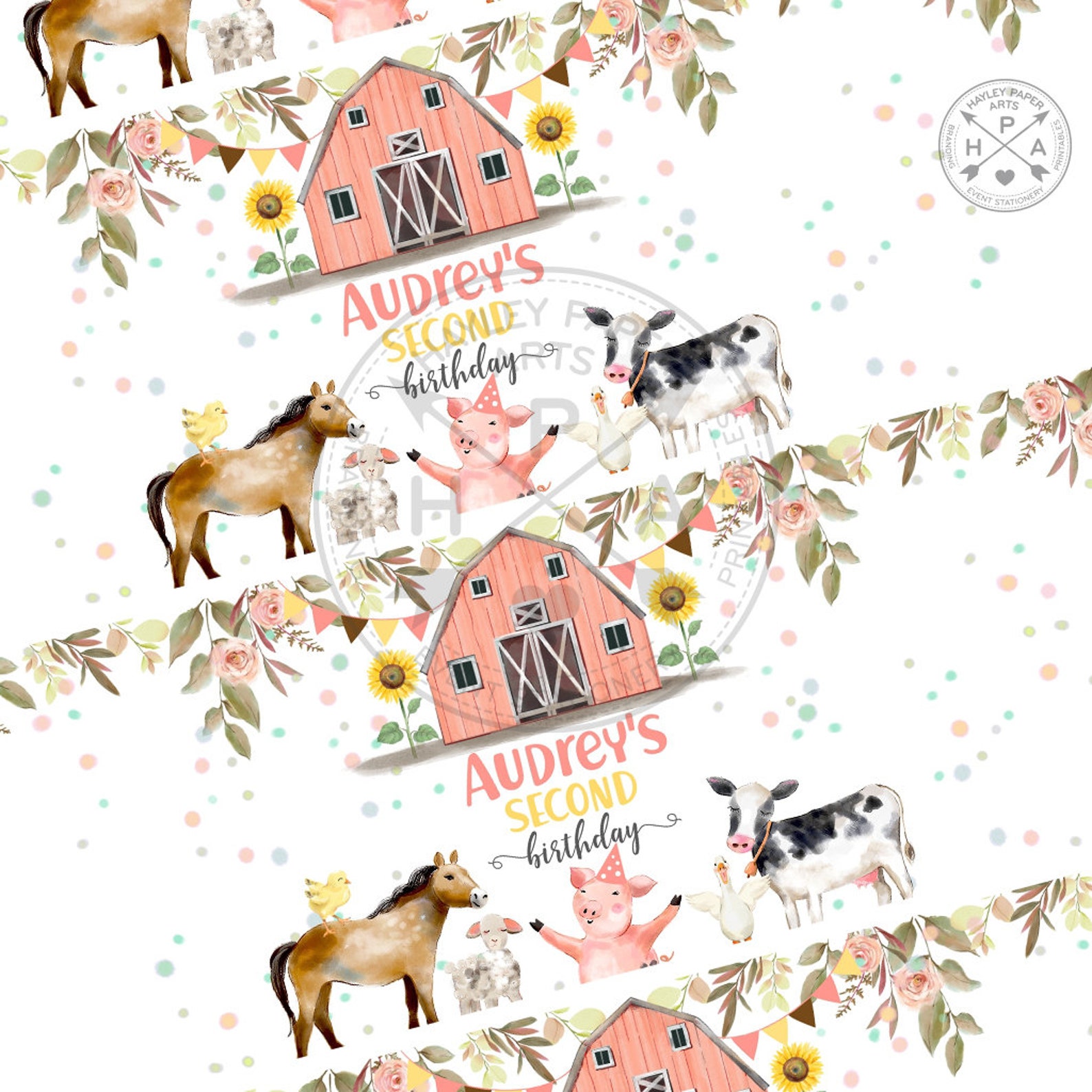 Farm Animals Water Bottle Labels Pink Barn Girl Any Age Birthday ...