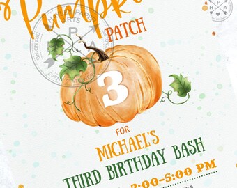 Pumpkin Patch Any Age Birthday Bash Invitation Orange Fall Etsy