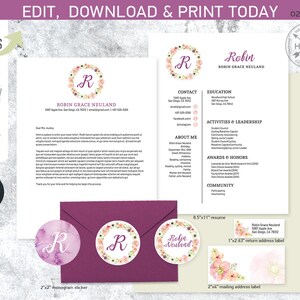 EDITIERBARE Sorority Rekrutierungspaket. Midi-Pack. Lebenslauf Anschreiben Sticker. Aquarell Kranz. Sofortiger Download. Von Ihnen bearbeitet. SOR021